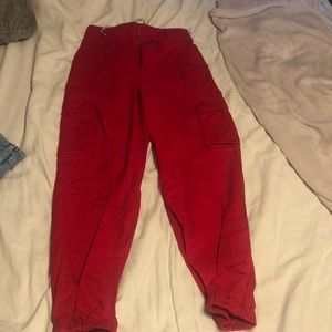 Red Cargo pants with chain